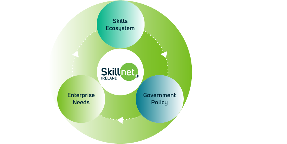 Diagram: Skills Ecosystem, Government Policy, Enterprise Needs.